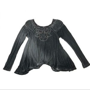 Grungy long sleeve embroidered top by FP